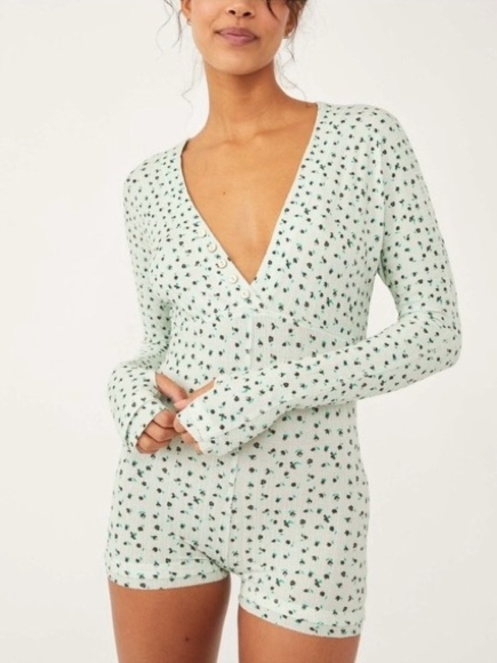 Free People Intimately Sleep In Romper in Light Green size XS